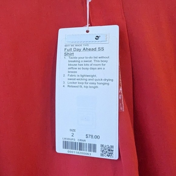 Lululemon Full Day Ahead Short Sleeve Shirt Red 2 - Picture 6 of 9